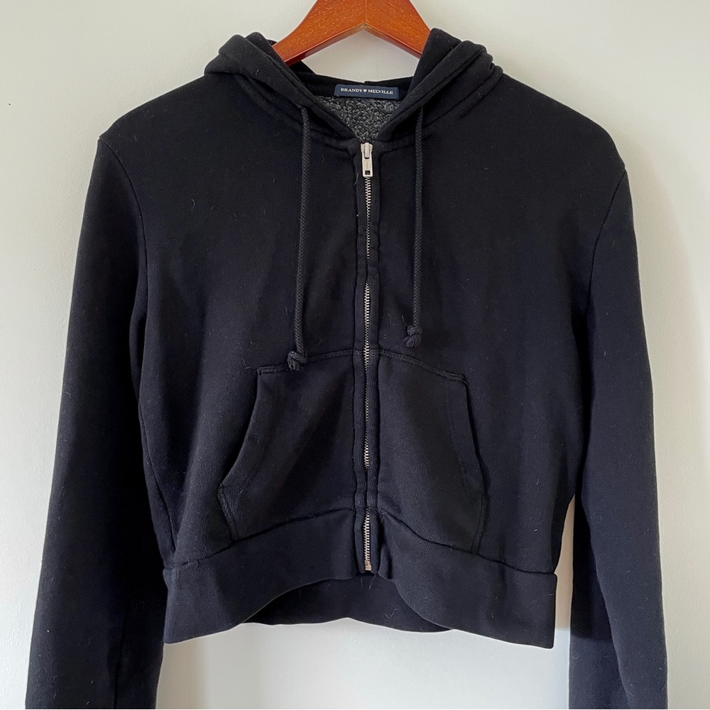 Brandy Melville Crop Vintage Hoodie Sweatshirt